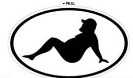 Chubby Mudflap Guy Euro Oval - Sexy Mudflap Girl - Window Bumper Locker Sticker