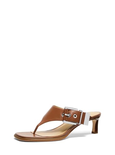 Michael Kors Women's Rowen Heeled Thong Sandal, Vachetta Leather/Luggage, 7