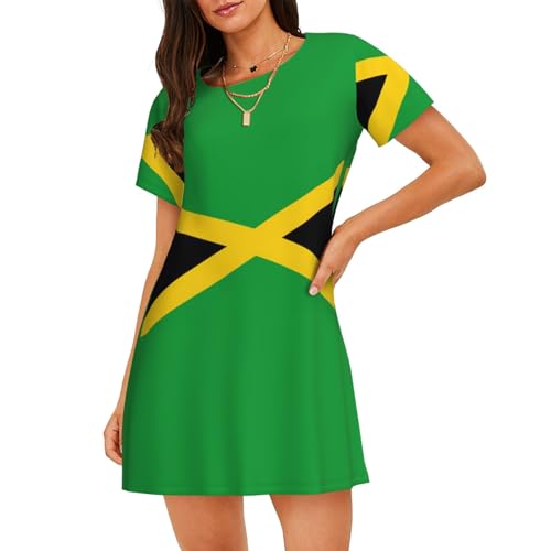Chemise de nuit manches courtes femme drapeau Jamaïque vêtement nuit léger