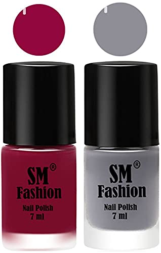 Image of Long Lasting Nail Polish | Nail Paint Combo 7 ml Each) - Set of 2 Cherry Blossom-Gray
