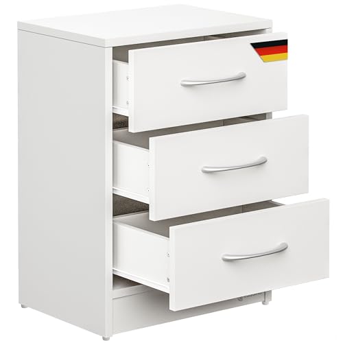 Casaria® Nachttisch Weiß 3 Schubladen Kabelführung Wandbefestigung Boxspringbett Schlafzimmer Nachtâ€¦ – Miniatur