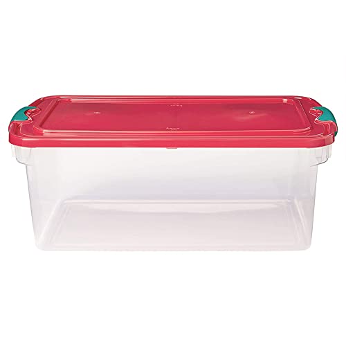 image for Homz 64 Quart Holiday Seasonal Decor Decoration Organizer Plastic Stor