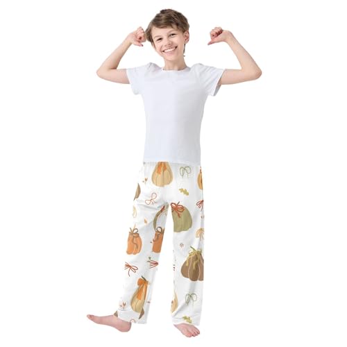 Ribbon Pumpkin Boys Pants Boys Athletic Pants Long Pant for Boywith Pockets Wide-Leg Size 6-14Y3
