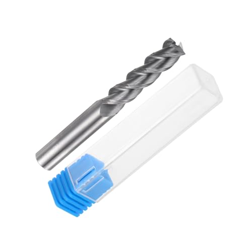 Image of uxcell Carbide Square End Mill, 1 /2 inch Diameter 3 Flutes Milling Bit Cutter, for Aluminum Copper Non-Ferrous Metal, 1 /2 inch Shank 2 inch Cut Length 4 inch Long