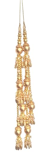IMAHAM: HANDCRAFTED FLOWER 1 Pair Blouse Tassels for Bridal Dress Latkan Home Decor Accessories DIY Decor Curtains Cushions Tassel (Golden 2, 12 Inch)