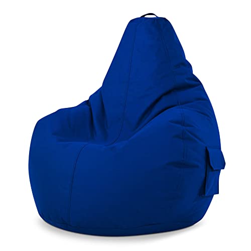 Green Bean© Pouf avec Dossier 80x70x90cm - Gaming Chair avec Remplissage 230L Doux Moelleux Lavable - Bean Bag Coussin de Sol Lounge Chair TABOURETS Fauteuil Relax Gamer Siège de Gaming Bleu