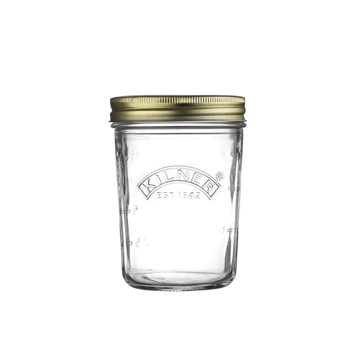 Kilner Premium Wide Mouth Glass Preserve Jar 350ml – Airtight Storage Container for Jam, Oats, Yogurt & Snacks