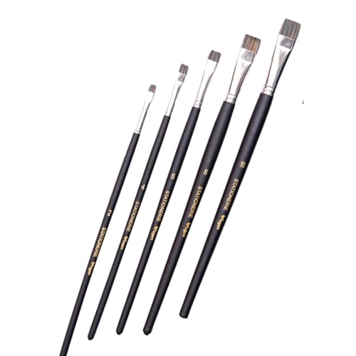 Image of Stationerie Paint Brushes Set /Handmade Professional Artist Painting Brush Set for Acrylic, Watercolor, & Gouache Painting (Set of 5) Blendar Flat