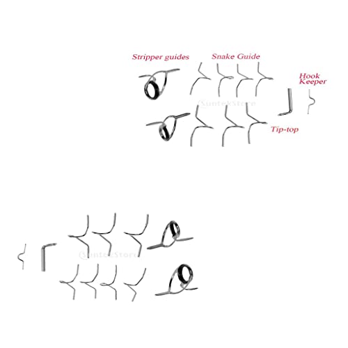 Tachiuwa 22 piece Fly Fishing Rod Guides and Tip Tops Repair Kit DIY Eye Rings Guides, Different Sizes