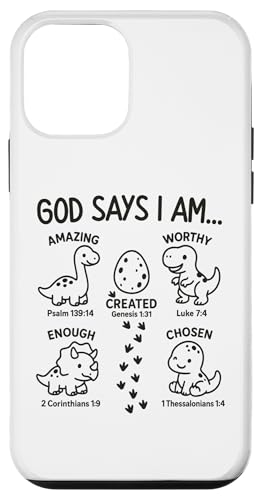 God Says I Am Dinosaur Funny Dino Bible Verse Toddlers Boys Carcasa para iPhone 12 Mini