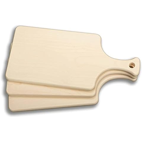 DEKOFANT Frühstücksbrettchen mit Griff 3er Set Natur belassen 35x16x1,5cm Cover