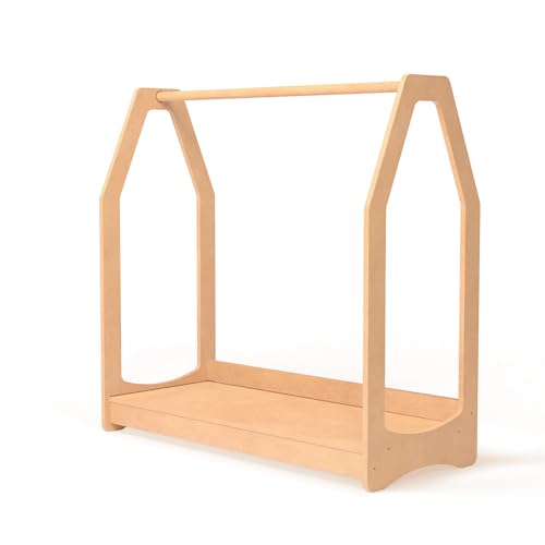 Image of WOOD&ROOM Wardrobe Dress up Rack Child Garment Rack Kids Clothing Rack with Storage Shelf Montessori Children wardrobe