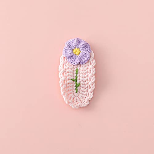 Pinzas de cabello tejidas a crochet para niñas, accesorio para el cabello, clip de mandíbula de sujeción fuerte para cabello grueso y delgado, aplicación de maquillaje (Flor pequeña) miniatura 3