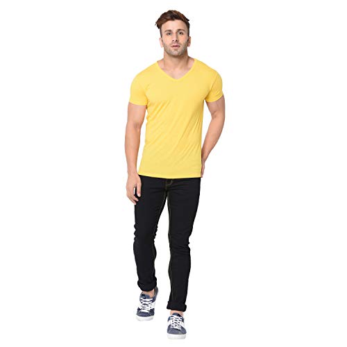Image of Men's Cotton Blend Half Sleeve V Neck Tshirt