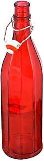 MACHAK Colhexa Glass Bottles With Cork 1litre, Kitchen Decoration (Red, 1)