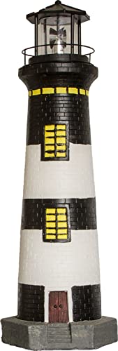 NATIV LEMODO Gartendeko Leuchtturm 83cm hoch | Handbemalte Gartenfigur...