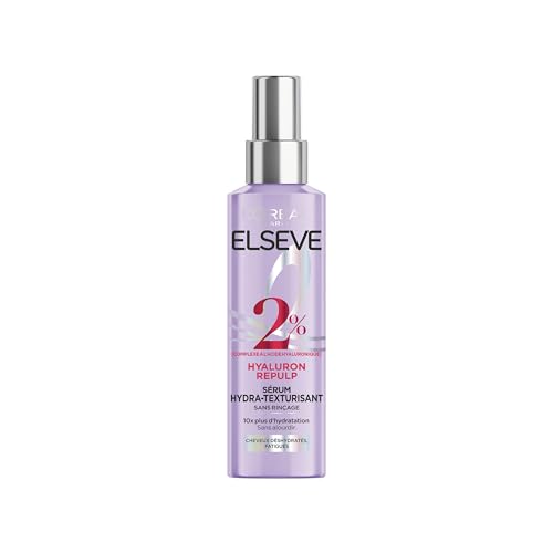L’ORÉAL PARIS - Sérum Hydra-Texturisant pour Cheveux Déshydratés et Fatigués - Hydratation 72H - À l'Acide Hyaluronique - Elseve Hyaluron Repulp - 150 ml