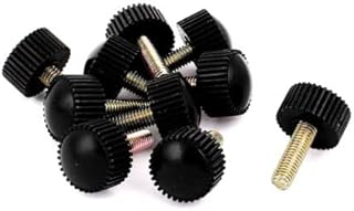 Tool parts M5 x 16mm Round Head Screw On Straight Knurled Clamping Knob Grips Black 10pcs