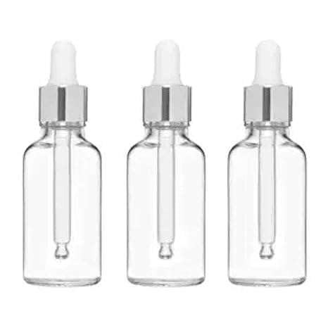 Flora Fresh Clear Glass Silver Dropper Bottle – Refillable & Leak-Proof with Dropper Plug – Ideal for Essential Oils, Serums, DIY Cosmetics & Liquids -30ML (Pack of-3)-image-10