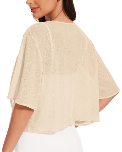 Image of Women Bolero Shrug Cardigan Open Front Cover Up Sheer Short Sleeve Kimonos for Evening Dress