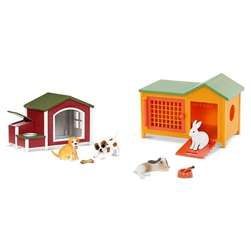 Terra by Battat â Dog House â Toy Dog Figure Playset for Kids 3-Years-Old & Up (5 Pc) & Bunny Hutch â Bunny Rabbit Toy Animal Figure Playset for Kids 3-Years-Old & Up (5 Pc)
