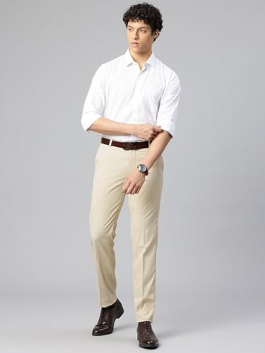 Image of Majestic Man Men's Slim Fit Solid Formal Trousers | Button and Zip | Side, Back Pockets | Italian Design | Office Wear /Executive Wear /Corporate Events /Business Meetings /Suit Pants