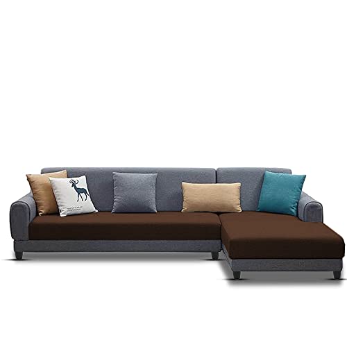 Image of Kraven RHS 6 Seater L Shape Sofa Set for Living Room (Brown Grey Fabric)