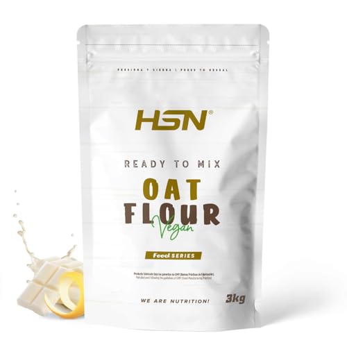 HSN Harina de Avena de Sabores Instantánea en Polvo | Chocolate Blanco Limón 3Kg = 60 Tomas por Envase | Sin Azúcares Añadidos | Ideal Tortitas de Avena, Batidos de Proteínas | No-GMO, Vegano