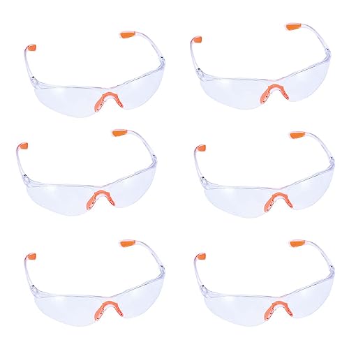 NUDFSY 6 PCS Safety Goggles Eyewear Safety Specs Clear Eye Protection Glasses Protective Safety Glasses for Work Personal Protective Equipment Security Glasses Anti Dust/Scratch/Mist/Wind