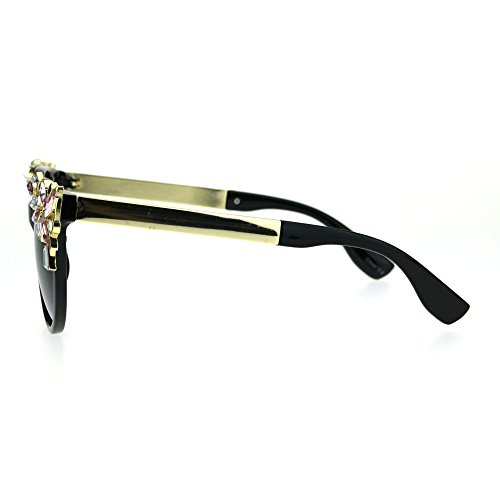 Fancy Rhinestones Womens Sunglasses Bling Metal Top UV 400 Black Gold Pink4