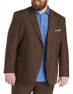 Oak Hill by DXL Men's Big and Tall Linen Blend Suit Jacket, Brown2