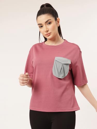 Image of Clovia Women's Comfort-Fit Active T-Shirt - Moisture-Wicking & Stretchable for Workouts