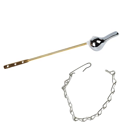 Palancas de repuesto universales para tanques de inodoro, mango de montaje frontal, palancas de viaje con cadena de aleta, palanca de descarga duradera, mango de montaje frontal de repuesto