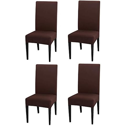 INMOZATA Dining Chair Covers Stretch Chair Slipcovers Protector Chair Covers for Dining Room Home Restaurant Party Wedding Ceremony Banquet Seat Cover, Removable &Washable (Brown, Set of 4) Cover