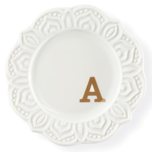 Scwhousi Initials Ring Dish A-Ceramic Jewerly Tray Trinket Dish for Rings,Monogrammed Gifts for Women Valentine\'s Day Mother\'s Day Birthdat Weddding Engagement - Thumbnail 2