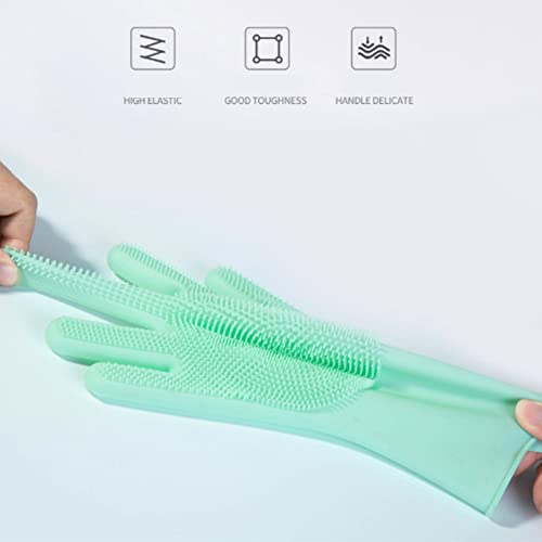 Haustier Grooming Handschuhe, Pflegehandschuhe Katzen aus Silikagel Handschuh Bürste Katze, Aufhängbares Design, Baden und Massieren für Hunde und Katzen (Grün)