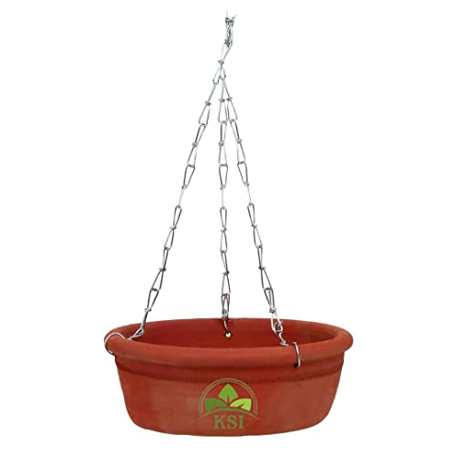 Image of KSI Earthenware Hanging Bird Bath & Feeder | Natural Clay Bird Water & Food Feeder | Eco-Friendly Mitti Ka Hanging Pot | Handcrafted Terracotta Bowl for Balcony, Garden, Outdoor Bird Feeding Station