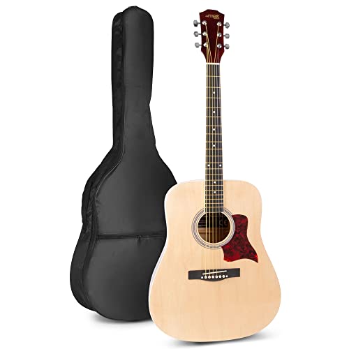 MAX SoloJam Guitare Acoustique occidentale avec Support de Guitare et Repose-Pied – Bois, Idéal pour Débuter la Guitare - Les Beatles, Paul McCartney, John Lennon, RIngo Starr, George Harrison MAX SoloJam Guitare Acoustique occidentale avec Support de Guitare et Repose-Pied - Bois, Idéal pour Débuter la Guitare – Image 6