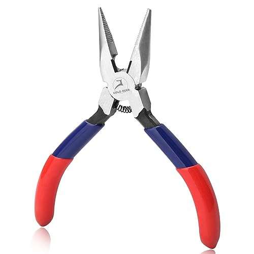 GOLD DEER Mini alicates de punta larga de aguja, alicates de punta de cadena, alicates de precisión multifunción, herramientas de fabricación de joyas, mango de agarre cómodo, alicates de manualidades