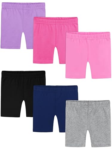 Poroka 6 Pack Baby and Toddler Girls Bike Shorts Soft Girls Summer Dancewear Shorts Solid Tumbling Safety Short for Kids