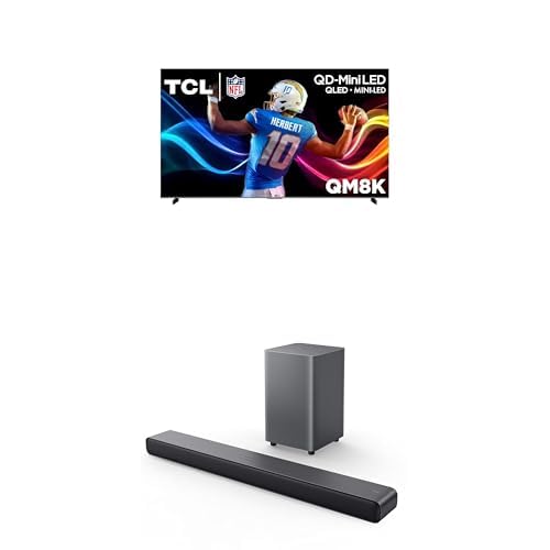 Image of TCL 98-Inch Class QM8K Series QD-Mini LED 4K UHD Google Smart TV (98QM8K, 2025 Model) + S55H S Class 2.1 Channel Sound Bar with Dolby Atmos