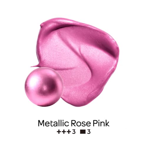 Image of Nicpro Metallic Pink Acrylic Paint, 8.45oz /250ml Pearlescent Rose Shimmer | Large, Non Toxic, Non Fading Craft Paints for Metal, Wood, Clay, Fabric, Canvas, Ceramic, Furniture, Handcrafts
