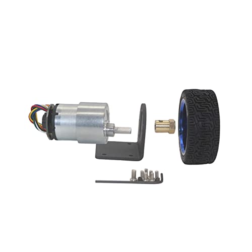 Motorreductor JGB37-520 de CC 12V, 1590rpm y 37 mm con rueda y codificador 5