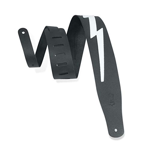 Levy's Leathers Chrome Tanned Lightning Bolt Guitar Strap; Black (M26LB-BLK)