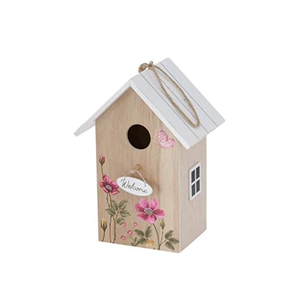 CasaJame Holz Vogelhaus für Balkon und Garten, Nistkasten, Haus für Vögel, Vogelhäuschen, Natur braun mit weißem Dach…