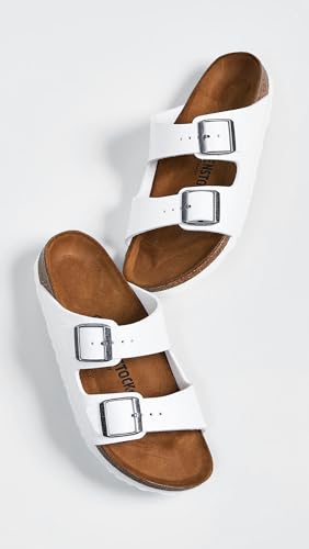 Image of Birkenstock Women's Arizona Sandals - Narrow, White /White, 9 Medium US