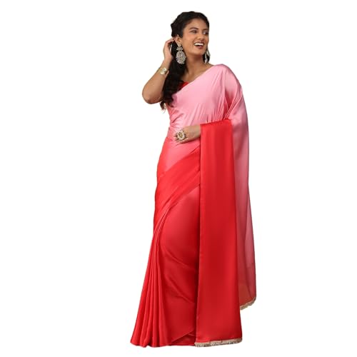 Image of Garden Vareli Lace Border Satin Saree with Unstitched Sequin Blouse Piece