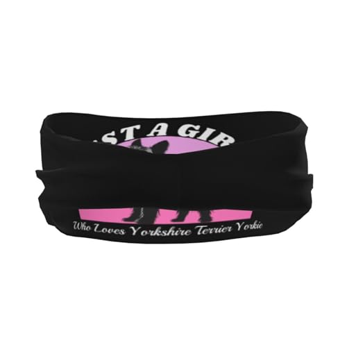 Just A Girls Who Loves Yorkshire Terrier Yorkie Adjustable Sports Headband Moisture Wicking Sweatband for Running Workout3