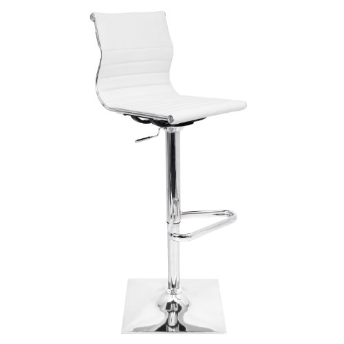 Woybr Pu Leather, Chrome Master Barstool, 46" X 15.5" X 18", White #TOP7