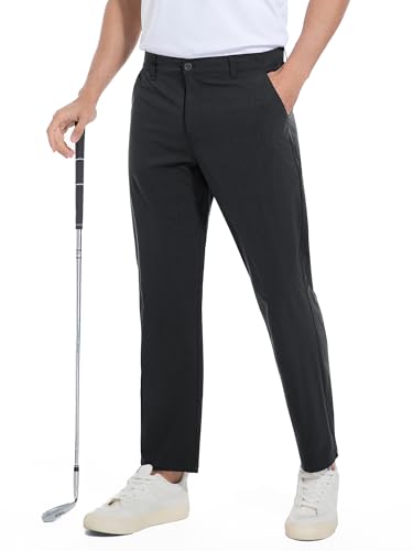 Holure 32'' Men's Golf Trousers Waterproof Straight Fit Lightweight Stretch Outdoor Pants with Pockets Casual Pants Dark Grey 38